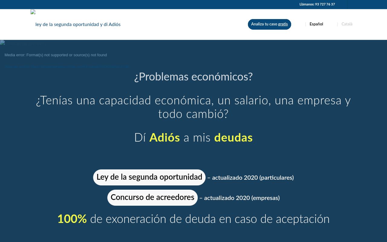 Screenshot of adiosamisdeudas.com, 22 May 2020