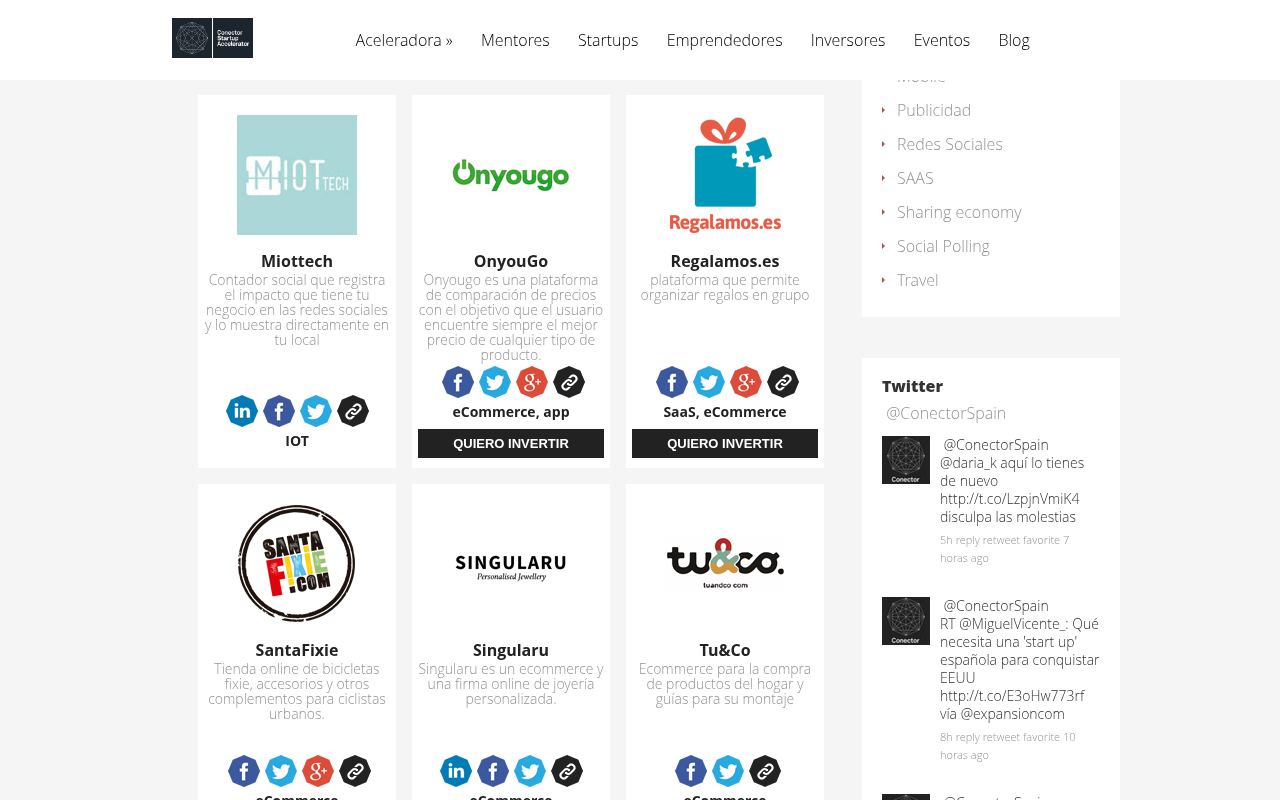 Screenshot of conector.com/aceleracion-startups/barcelona-2, 2015