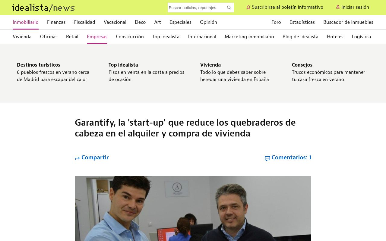 Screenshot of idealista.com/news, 24 Jan 2019